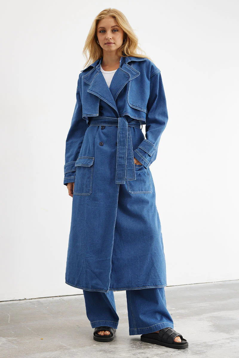 Advance Multi Wear Denim Trench Mid Blue Saige Sohl