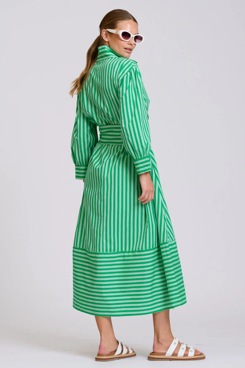 The Martha Oversized Shirt Dress - Double Green Stripe Saige & Sohl The Martha Oversized Shirt Dress - Double Green Stripe Saige & Sohl